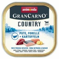 Animonda GranCarno Adult Country Gazdaságos Csomag 44 X 150 G -Olcsó Zooplus bolt 408496 pla grancarno country pute forelle kartoffeln 150g hs 01 8 1